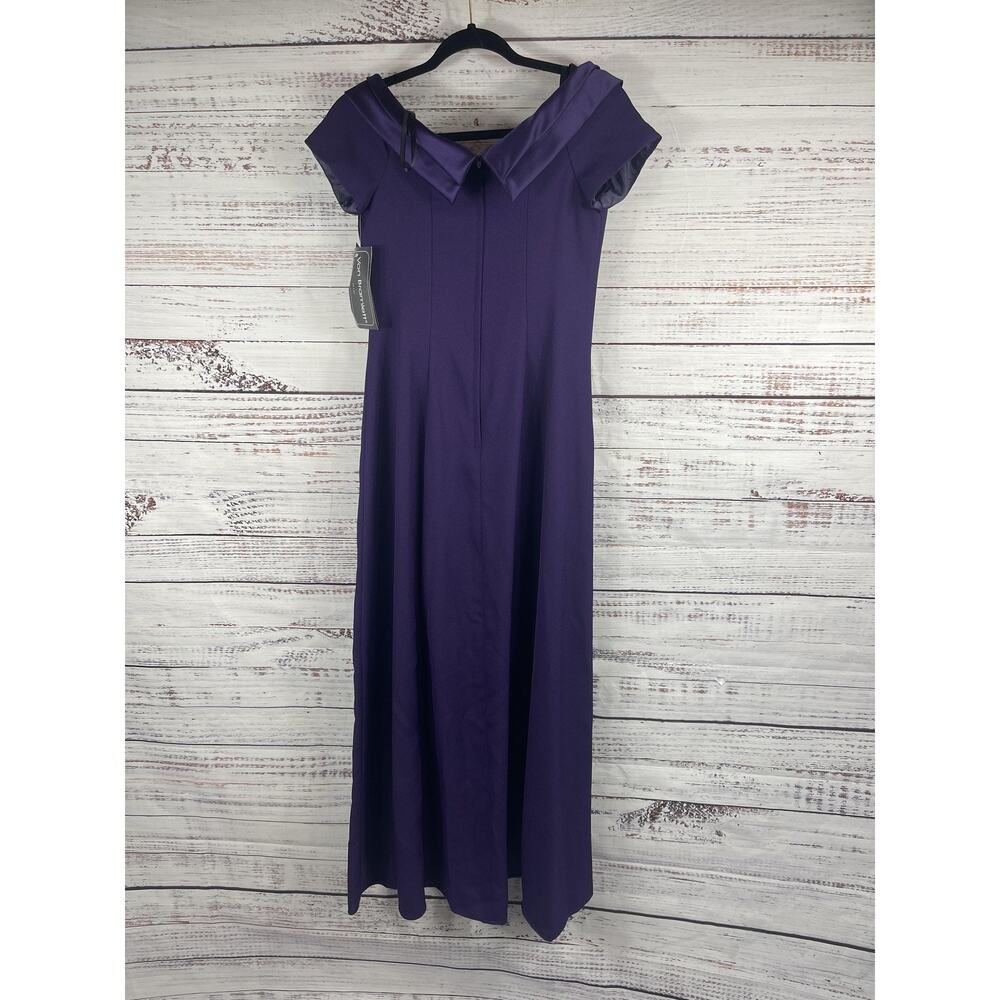 Von Bramlett Dress Women's SZ 6 Purple Off Shoulder Evening Gown Formal Made USA - Picture 9 of 10